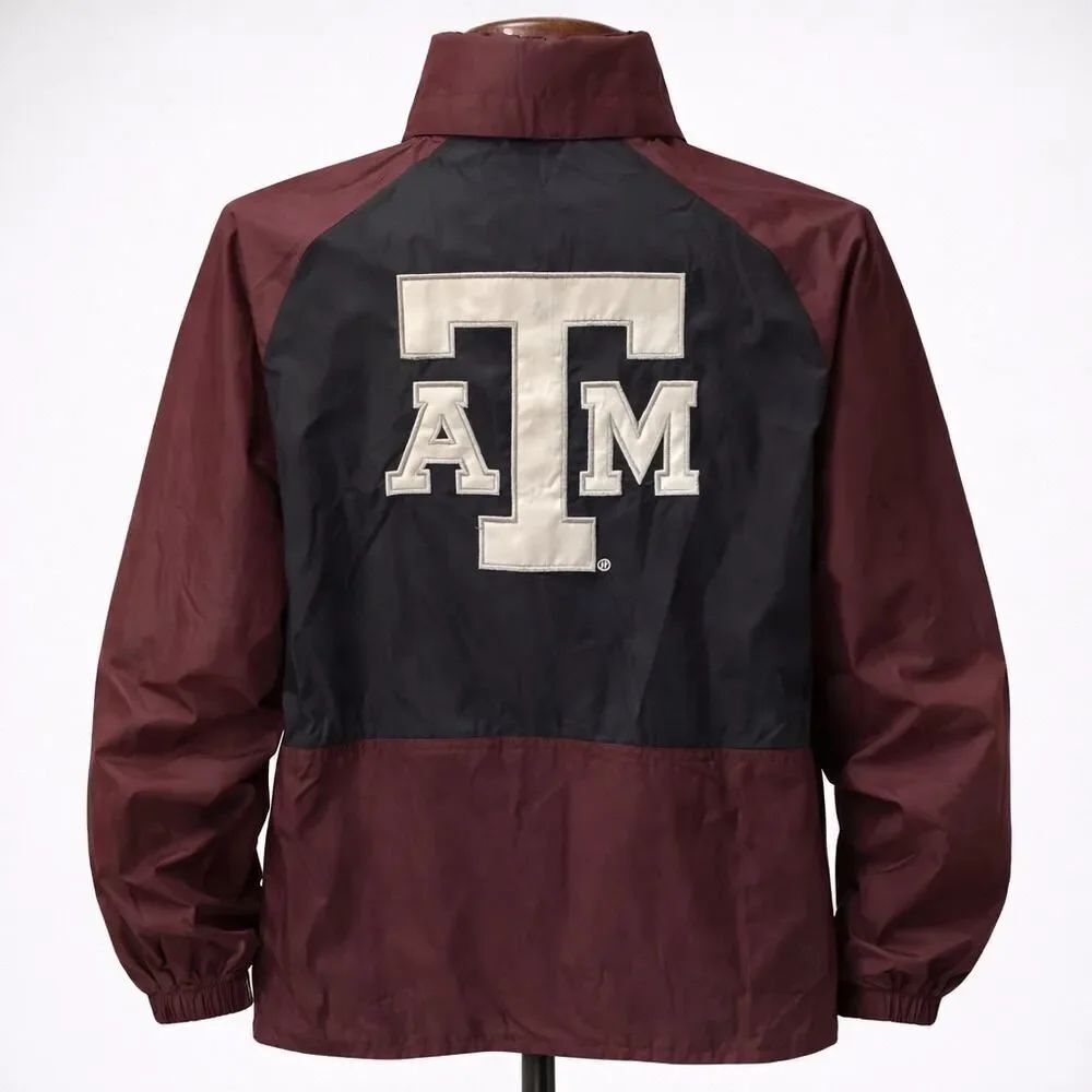 Vintage Texas A&M Aggies Heisman Boys Hood Windbreaker Jacket L 14 16